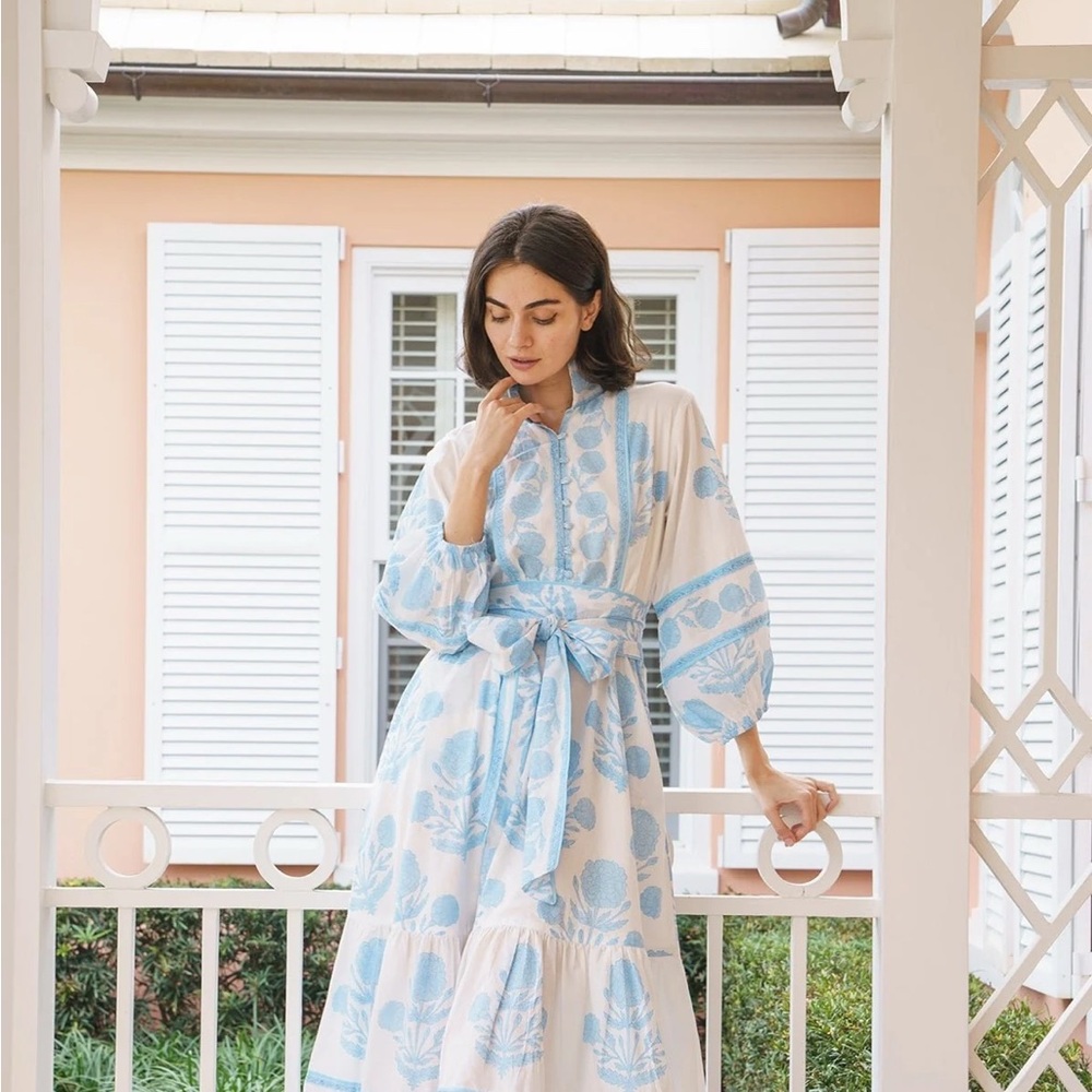 Sue Sartor Flounce Baby Blue Marigold XS - NWT